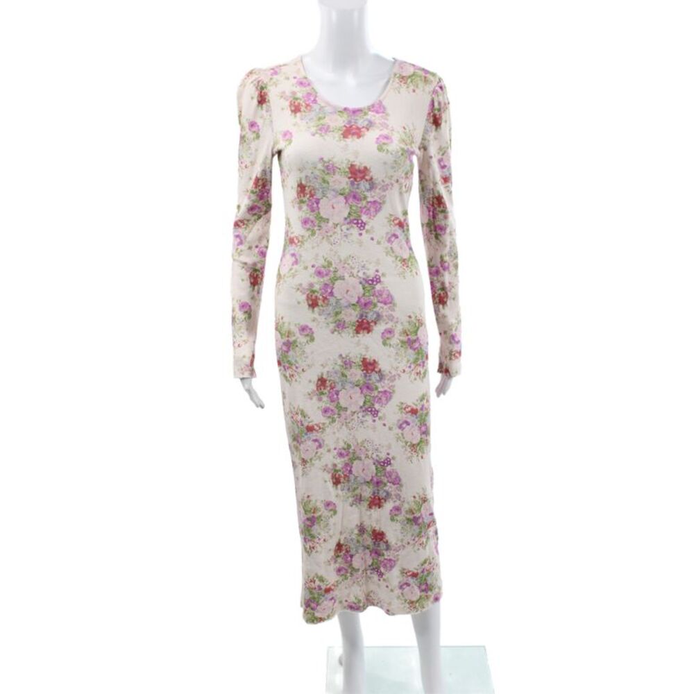 Love Shack Fancy Women Floral Sheath Midi Dress Multi Cotton Size S